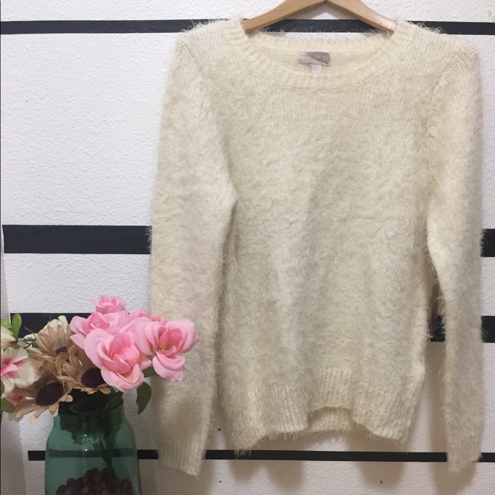 Forever21 Fuzzy Cream Sweatshirt
